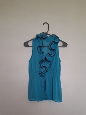 BCX Teal Blue Ruffle-Front Sleeveless Camisole